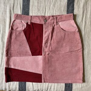 Patchwork corduroy skirt